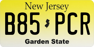 NJ license plate B85PCR
