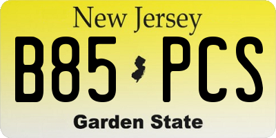 NJ license plate B85PCS