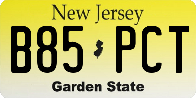 NJ license plate B85PCT