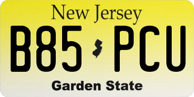 NJ license plate B85PCU