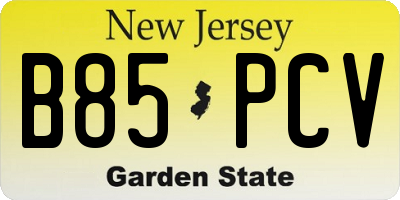 NJ license plate B85PCV