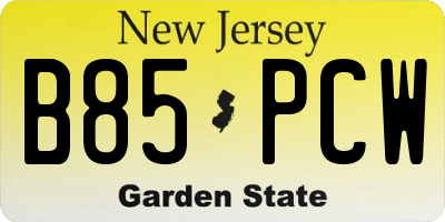 NJ license plate B85PCW