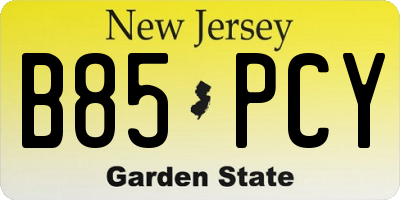 NJ license plate B85PCY