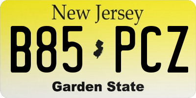NJ license plate B85PCZ