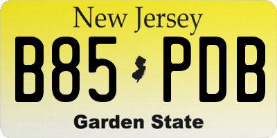 NJ license plate B85PDB