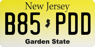 NJ license plate B85PDD