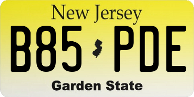 NJ license plate B85PDE