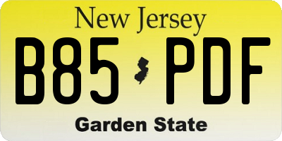 NJ license plate B85PDF