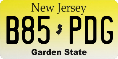 NJ license plate B85PDG