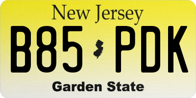 NJ license plate B85PDK