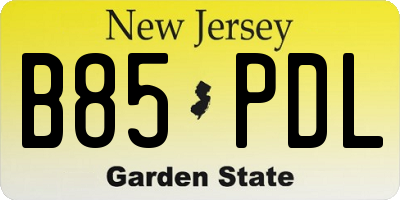 NJ license plate B85PDL