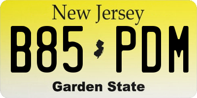 NJ license plate B85PDM