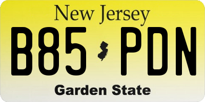 NJ license plate B85PDN