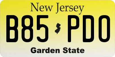 NJ license plate B85PDO