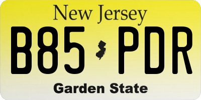 NJ license plate B85PDR