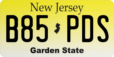 NJ license plate B85PDS