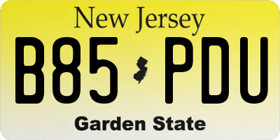 NJ license plate B85PDU