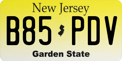 NJ license plate B85PDV