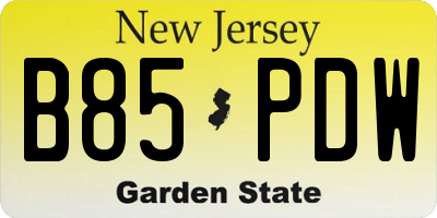 NJ license plate B85PDW