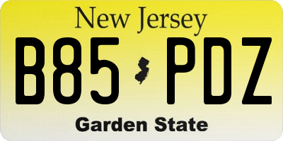 NJ license plate B85PDZ
