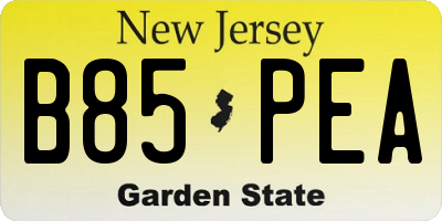 NJ license plate B85PEA