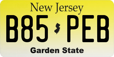 NJ license plate B85PEB