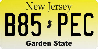 NJ license plate B85PEC