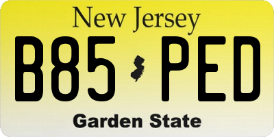 NJ license plate B85PED