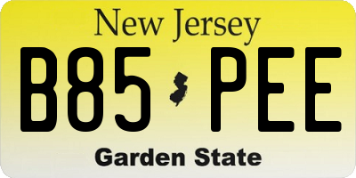NJ license plate B85PEE