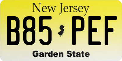 NJ license plate B85PEF