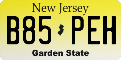 NJ license plate B85PEH