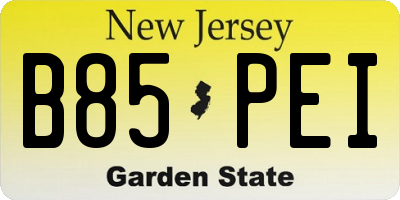 NJ license plate B85PEI
