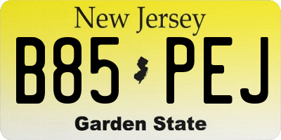 NJ license plate B85PEJ