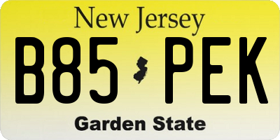 NJ license plate B85PEK