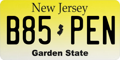NJ license plate B85PEN