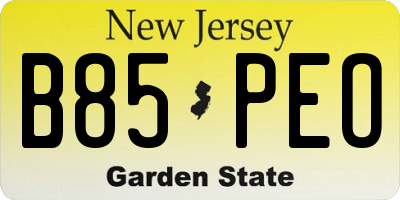 NJ license plate B85PEO