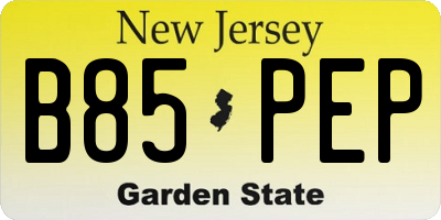 NJ license plate B85PEP