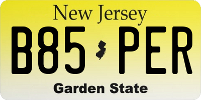 NJ license plate B85PER