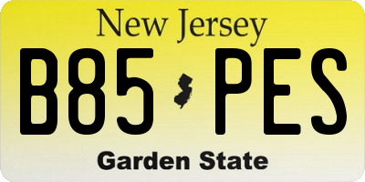 NJ license plate B85PES