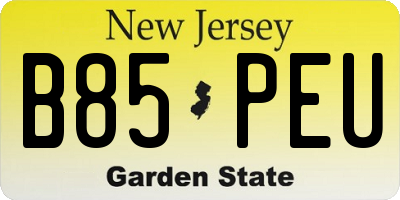 NJ license plate B85PEU