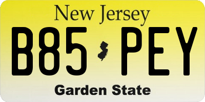 NJ license plate B85PEY