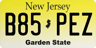 NJ license plate B85PEZ
