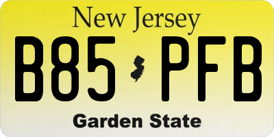 NJ license plate B85PFB