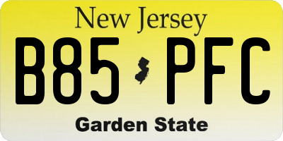 NJ license plate B85PFC