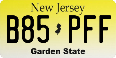 NJ license plate B85PFF