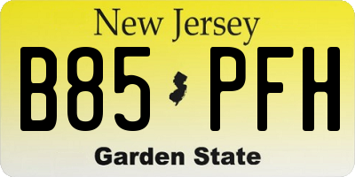 NJ license plate B85PFH