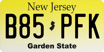 NJ license plate B85PFK