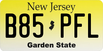 NJ license plate B85PFL