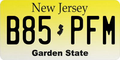 NJ license plate B85PFM