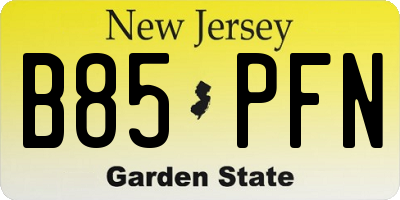 NJ license plate B85PFN
